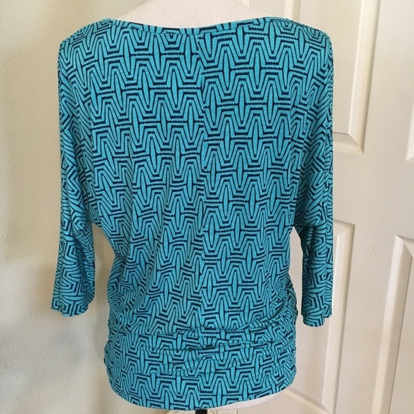 41Hawthorn - NWT - Teal Green Berneen Geometric Pattern Dolman Knit Top - Sz M - Picture 2 of 8